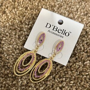 D’BELLO Gold and Purple Earrings NWT